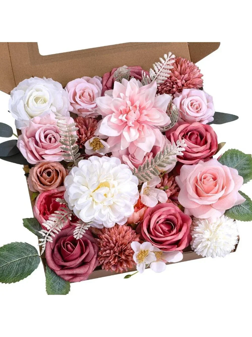 Faux Dusty Pink Roses Box Set | Silk Flowers for DIY Wedding Bouquets